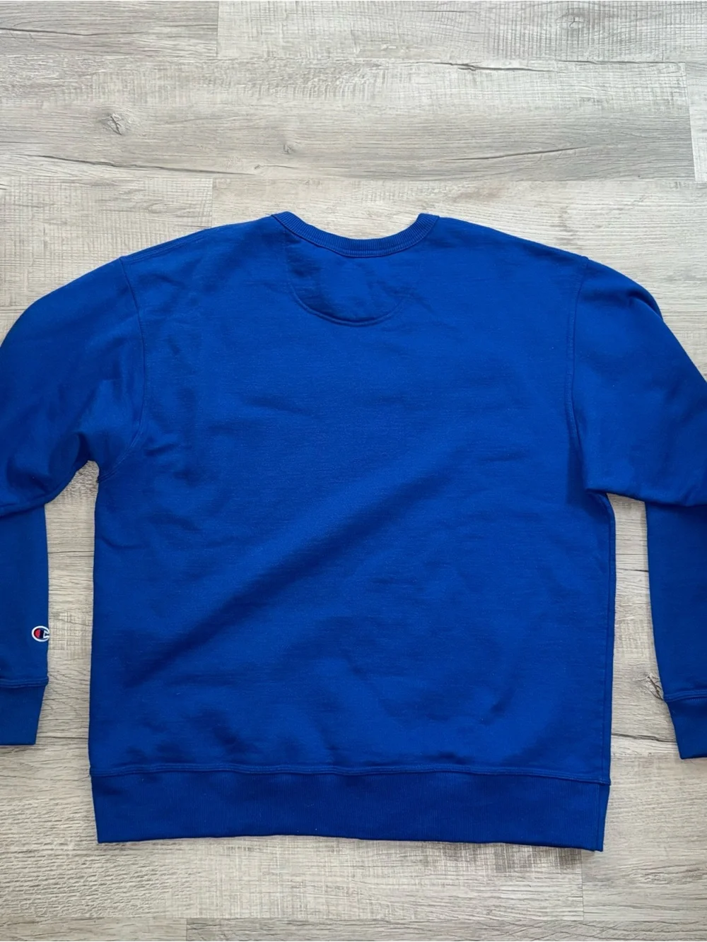 Champion Powerblend Fleece Crew Felt Script Logo Chainstitch GF88H Blue Sz XL